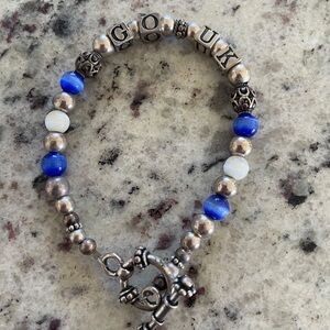 University of Kentucky Silver and Blue Beaded Bracelet